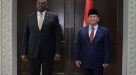 Menteri Pertahanan Prabowo Subianto bersama Menhan AS Llyod J Austin III. (Dok. Tim Media Prabowo Subianto)