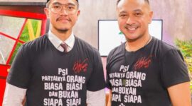 Anak bungsu Presiden Jokowi, Kaesang Pangarep, dan Ketua Umum Partai Solidaritas Indonesia (PSI) Giring Ganesha. (Instagram.com/@psi_id)